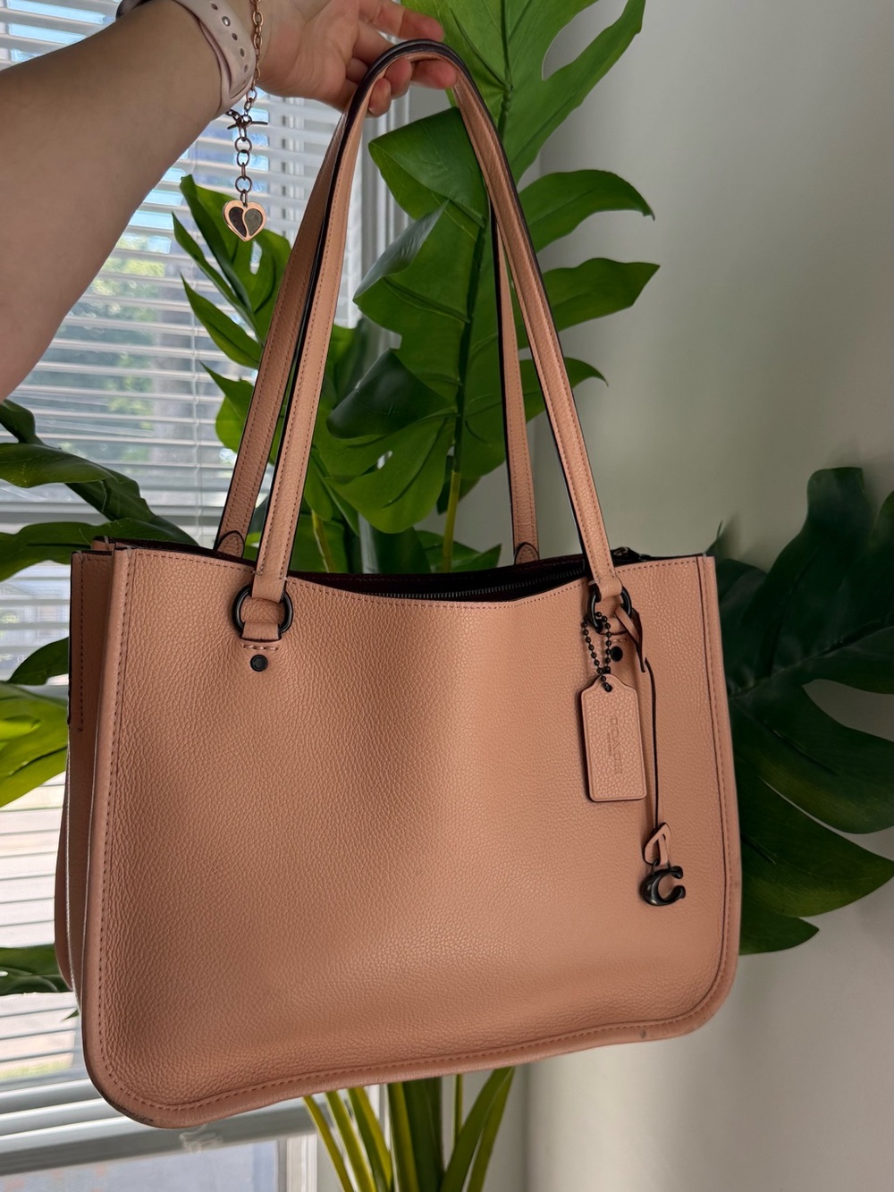 Coach Pebbled Leather Tote - Dusty Blush Pink